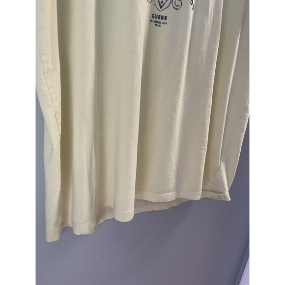 Guess Y2k Yellow Logo Felt Graphic T-shirt L - Picture 7 of 7